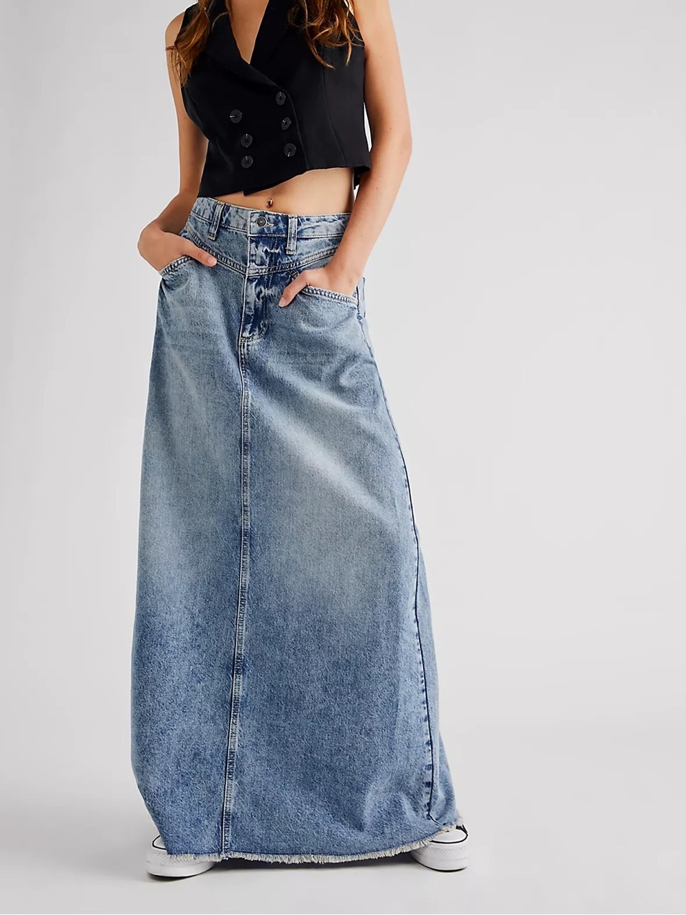 Free People We The Free Come As You Are Denim Maxi Skirt 12
